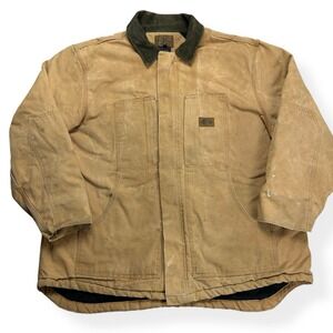 VTG Dickies Detroit Jacket Duck Canvas Workwear Men's 2XL Distressed Tan Y2K